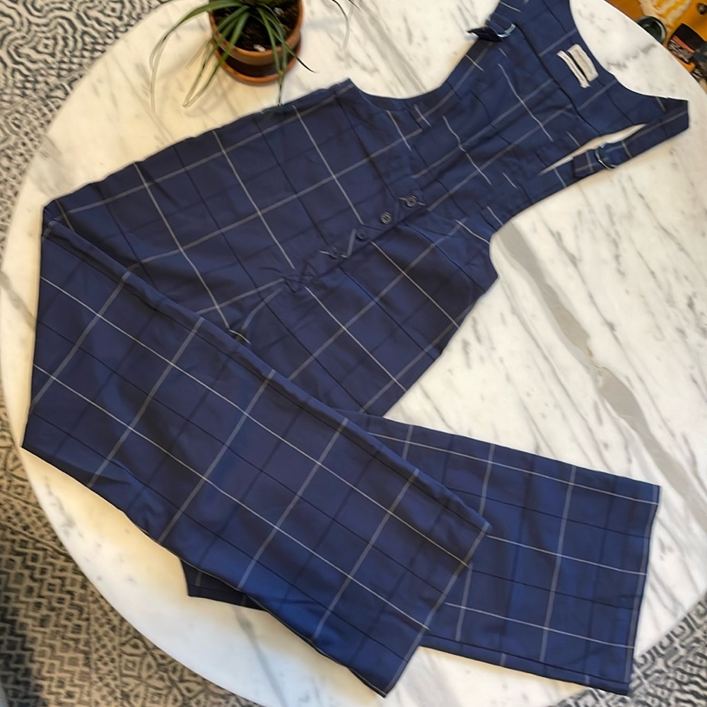 Plaid wide leg jumpsuit